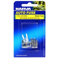 Narva Mini Blade Fuse, 5 Pack - 25 AMP